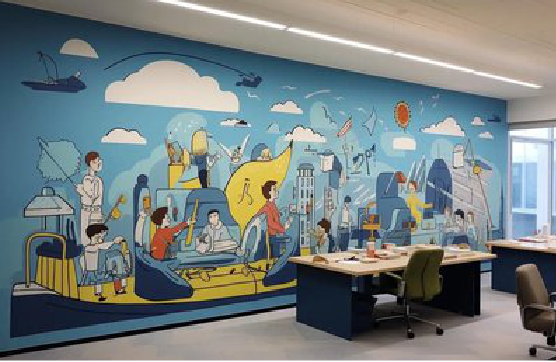 宜君办公室墙绘的特点。