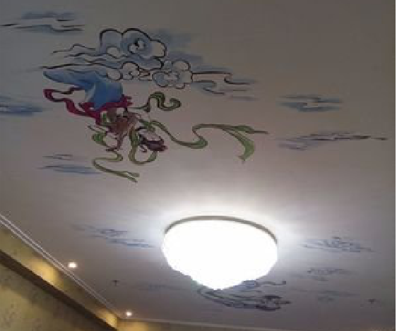 宜君如何快速绘制天花板上的手绘墙？