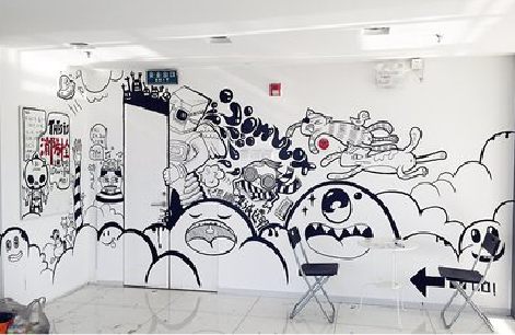 宜君手绘墙并非传统涂鸦。